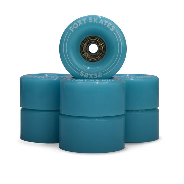 8-Pack Light Blue Replacement Roller Skate Wheels