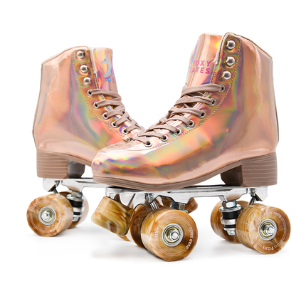 Dazzling Groovy Rose Gold Roller Skates