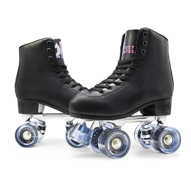 New Foxy Black Classic Quad Roller Skate with Clear Purple Heel Stop FoxySkates - Get Your Roll On with Foxy Roller Skates  main image 4